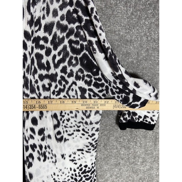 Roz & Ali Animal Print Open Front Cardigan Sweater Womens Size 2X Black White - Picture 5 of 6